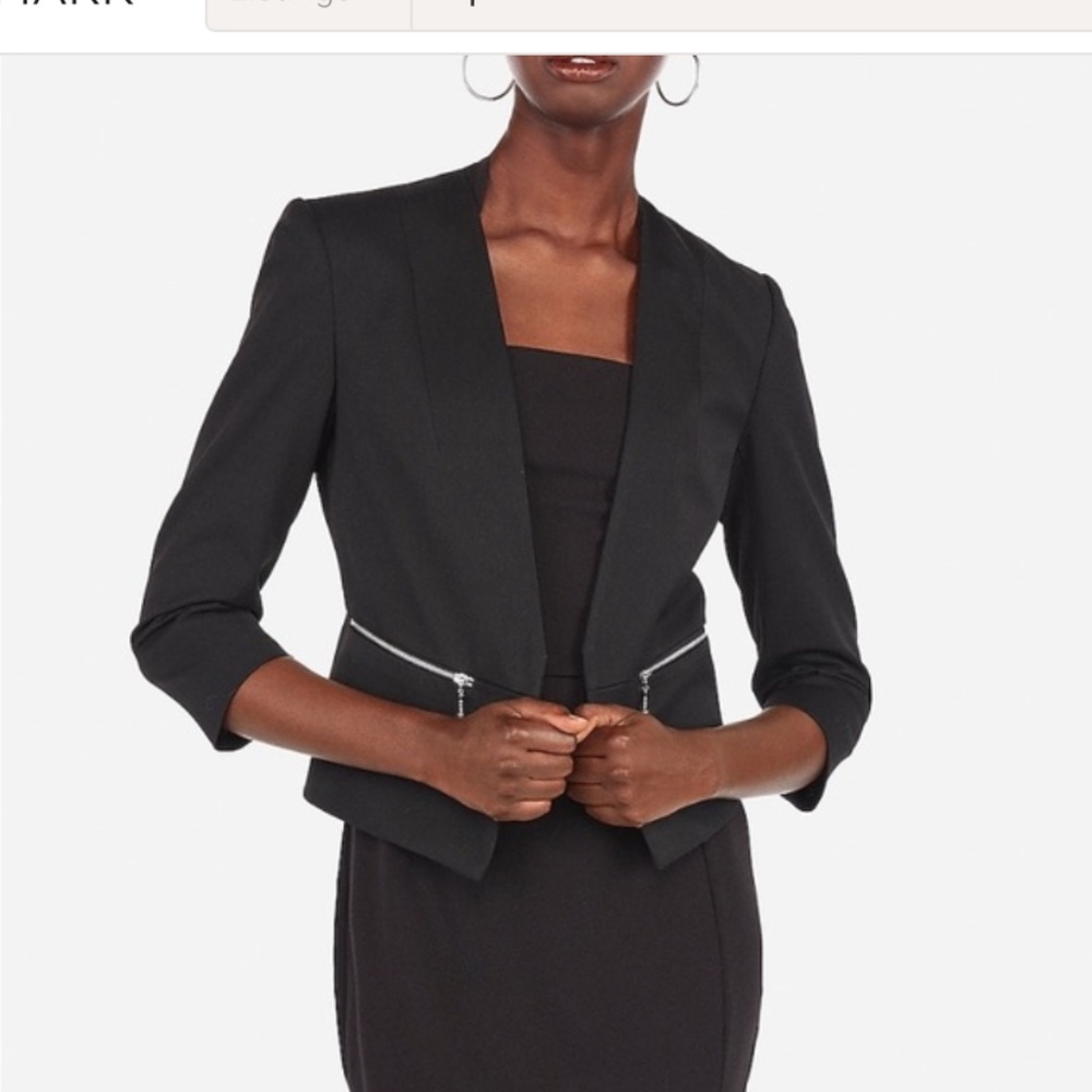 Express NWT Black Open-Front Blazer With Zipper Accent Size 6